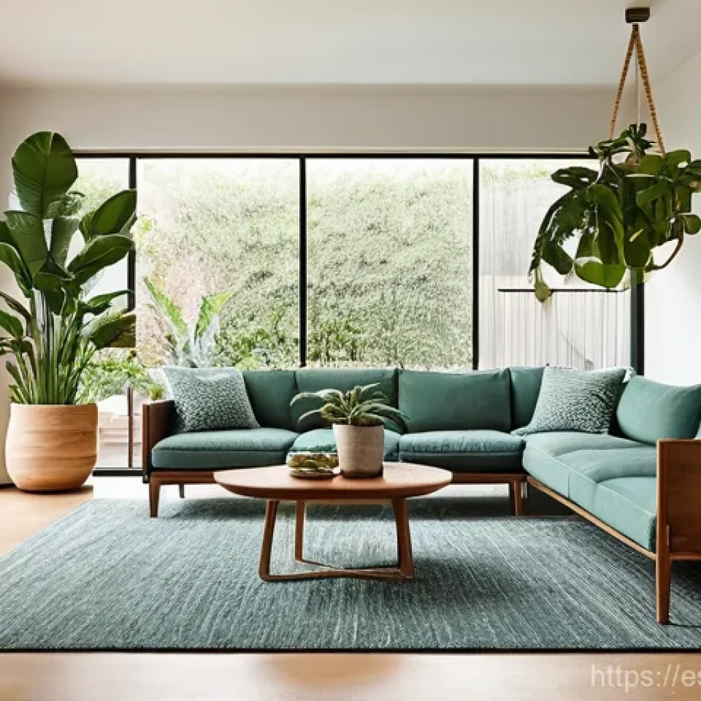 자연을 닮은 홈 데코 아이디어 - **Biophilic Living Room Oasis:**
A serene and inviting living room designed with a strong biophi...