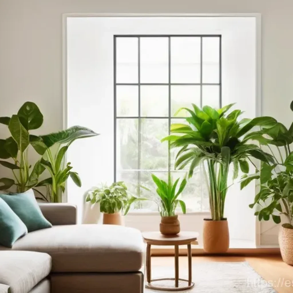 자연주의를 반영한 아늑한 공간 만들기 - **Prompt: The Green Oasis of Calm**
    A bright, inviting living room filled with lush indoor plant...