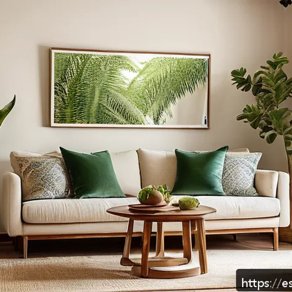 가족 공간을 위한 자연주의 인테리어 팁 - A cozy family living room in a modern Spanish home, featuring warm certified wood furniture with vis...