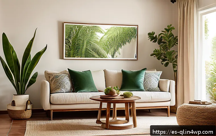 가족 공간을 위한 자연주의 인테리어 팁 - A cozy family living room in a modern Spanish home, featuring warm certified wood furniture with vis...